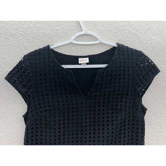 Womens Merona Black Cap Sleeve Crochet Square Detail Size XS - Picture 2 of 10